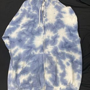Tie-dye, blue and white hoodie